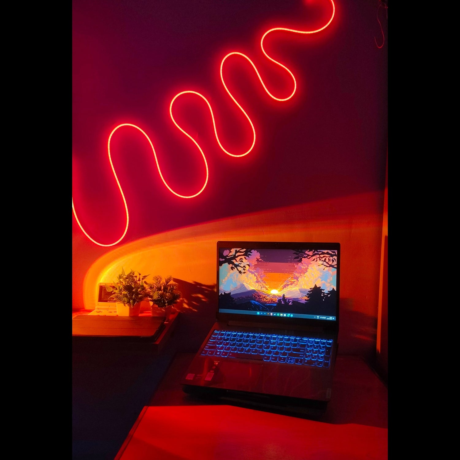 Red Neon Desk Setup!