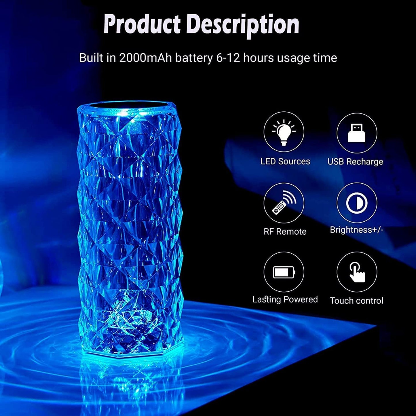 Crystal Lamp with 16-Color Modes