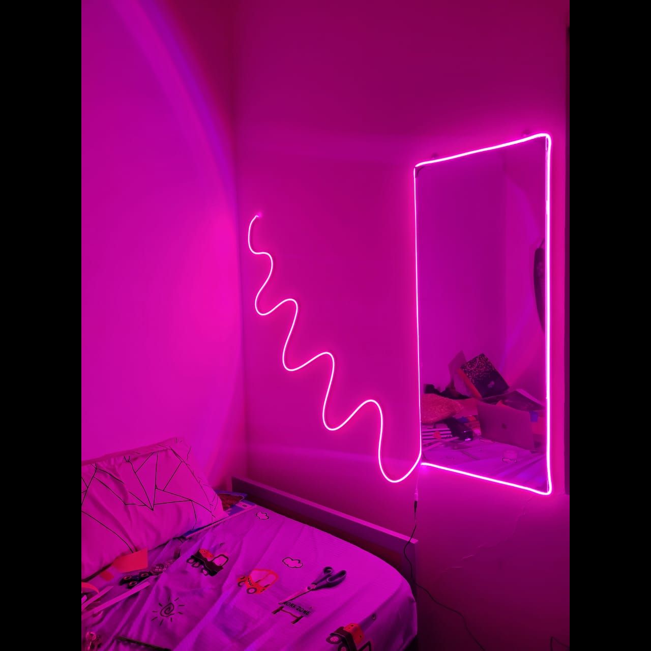 Hot Pink Neon Light with Adapter